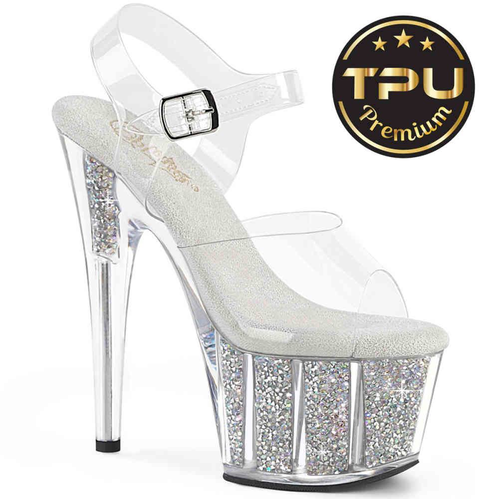 Pleaser - ADORE708PREMRSI Sandale à bride à la cheville - Transparent Product image